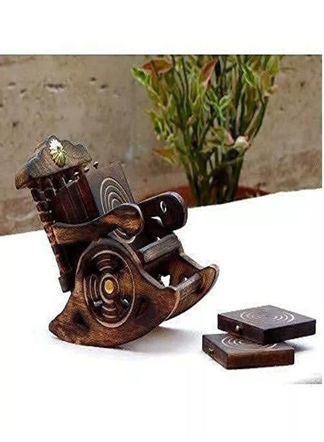 INUS Chair Design Wooden Handmade Antique Miniature Chair Shape Coaster Set of 6, Drink Coasters for Tea, Coffee, Hot & Cold Beverages, Tabletop Decor for Kitchen, Dining, Office & Restaurant Coasters - Image 5